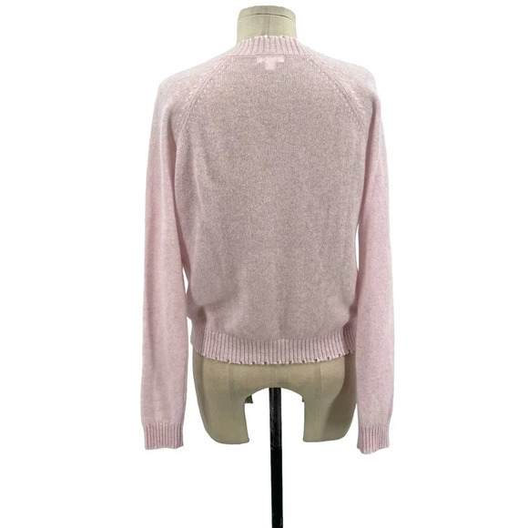 Minnie Rose Cashmere Frayed Edge‎ Cropped V-Neck Sweater Pink Size Small - Picture 6 of 9